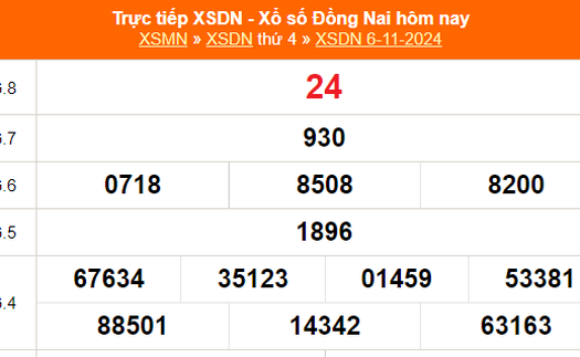 XSDN 6/11 - Kết quả xổ số Đồng Nai hôm nay 6/11/2024 - Trực tiếp XSDN ngày 6 tháng 11