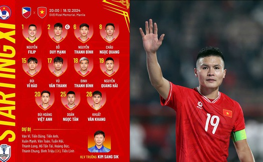 Đội hình xuất phát Việt Nam vs Philippines: Quang Hải đá chính, Tiến Linh dự bị