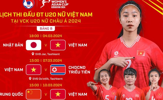 Lịch thi đấu bóng đá hôm nay 7/3: Xem trực tiếp U20 nữ Việt Nam vs U20 nữ Triều Tiên