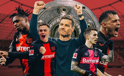 Bayer Leverkusen vô địch Bundesliga từ vị thế của một đội bóng bị chế nhạo là 'Neverkusen'