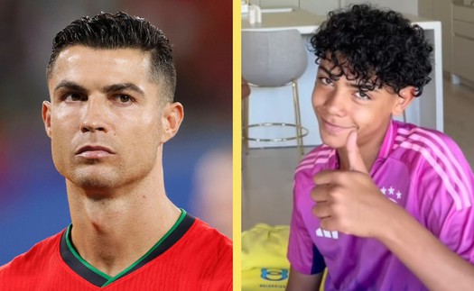 Con trai Ronaldo khiến fan 'nhức mắt' khi mặc áo của tuyển Đức, nhưng thái độ của ông bố mới bất ngờ