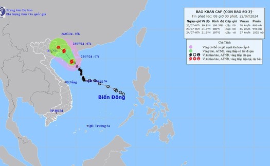 Bão số 2 có thể gây mưa lớn kéo dài ở Bắc Bộ và Bắc Trung Bộ