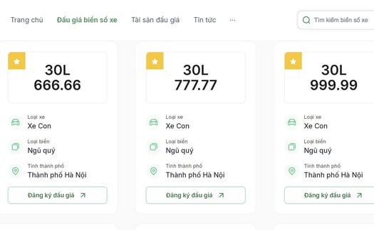 Đấu giá biển số xe "ngũ quý 8" đạt kỷ lục 15,2 tỷ đồng