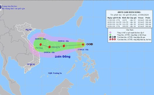 Áp thấp nhiệt đới tiến gần Biển Đông