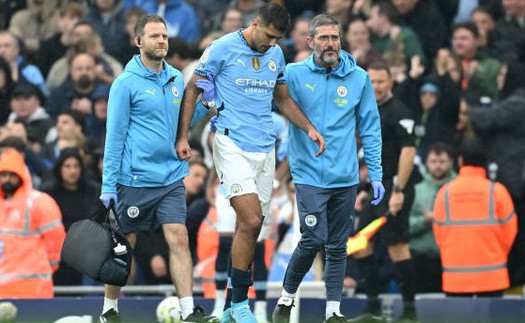 Rodri chấn thương nặng, phải rời sân sớm ở đại chiến với Arsenal