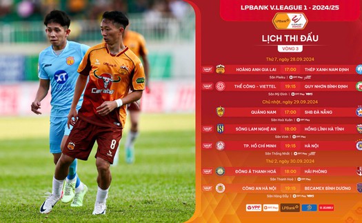 Bảng xếp hạng V-League vòng 3: HAGL vẫn giữ ngôi đầu