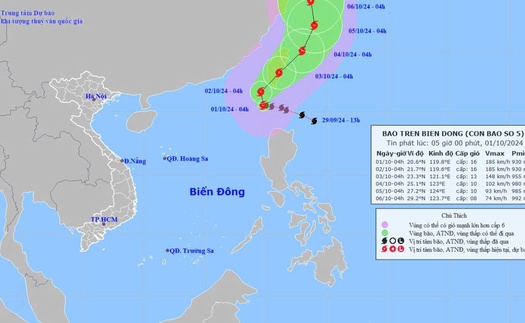 Bão Krathon đi vào Biển Đông và trở thành bão số 5 trong năm 2024