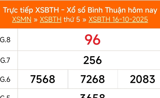 XSBTH 16/10 - Kết quả xổ số Bình Thuận hôm nay 16/10/2025 - Trực tiếp XSBTH ngày 16 tháng 10