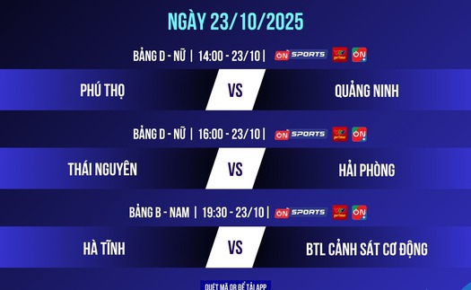 Link xem trực tiếp bóng chuyền VCK hạng A quốc gia 2025 ngày 23/10