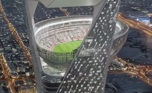 Lộ những hình ảnh đầu tiên về sân bóng đặc biệt nhất thế giới, trận đấu World Cup sẽ diễn ra... trên không