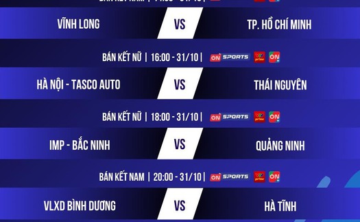 Link xem trực tiếp bóng chuyền hạng A quốc gia 2025 vòng bán kết ngày 31/10