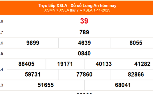 XSLA 1/11 - Kết quả xổ số Long An hôm nay 1/11/2025 - Trực tiếp XSLA ngày 1 tháng 11