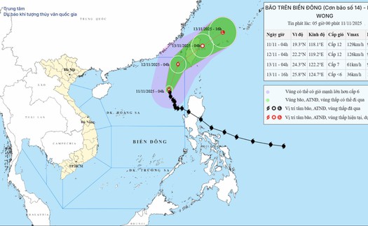  Bão số 14 giảm 1 cấp, giữ nguyên hướng di chuyển