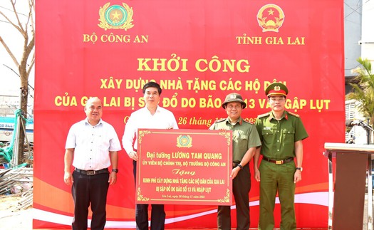 Bộ Công an khởi công xây dựng nhà tặng các hộ dân bị thiệt hại do bão số 13