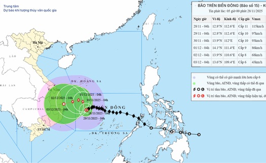 Bão số 15 giảm cường độ, đổi hướng và tiếp tục di chuyển chậm