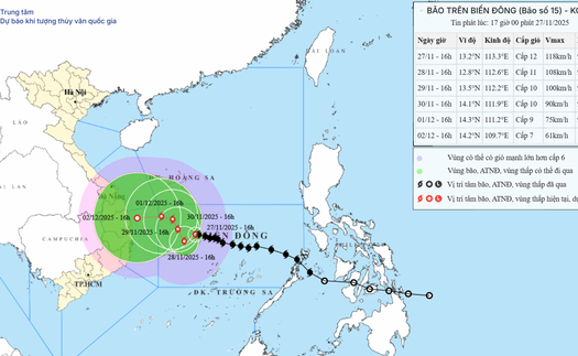 Bão số 15 đổi hướng và tiếp tục di chuyển chậm