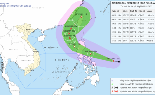 Bão FUNG-WONG có khả năng di chuyển vào Biển Đông vào sáng 10/11