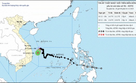 Áp thấp nhiệt đới giảm cấp, ít di chuyển