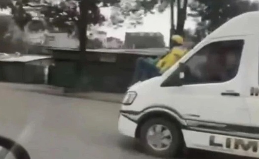 Làm rõ clip người đàn ông ngồi trên nắp capo ô tô ở đường gom đại lộ Thăng Long