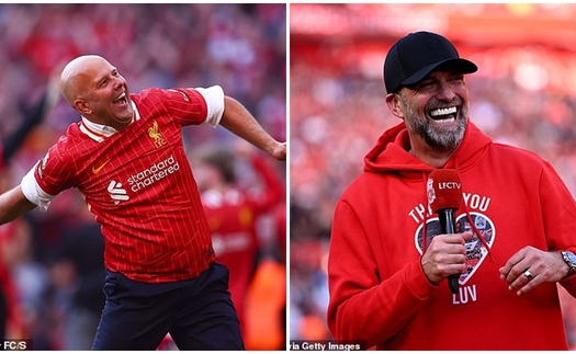 Arne Slot có hành động đặc biệt với Jurgen Klopp sau khi đưa Liverpool vô địch Premier League
