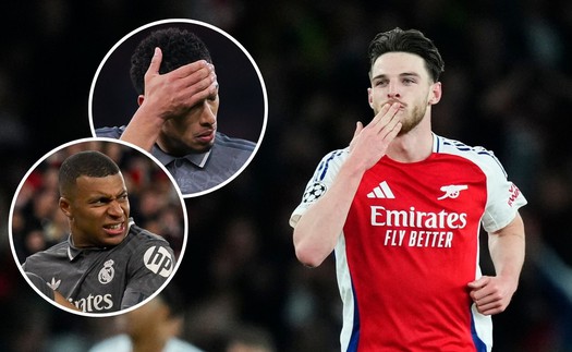 Declan Rice thách thức định luật vật lý với 2 cú đá phạt vào lưới Real, khiến Mbappe và Bellingham kinh ngạc