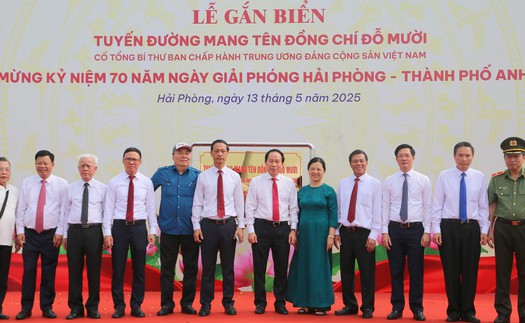 Hải Phòng: Gắn biển tuyến đường mang tên đồng chí Đỗ Mười