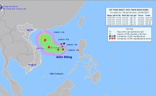 Áp thấp nhiệt đới gây gió mạnh cấp 6, giật cấp 8