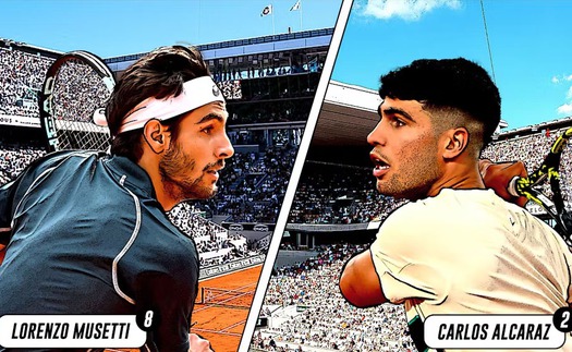 Link xem trực tiếp Musetti vs Alcaraz 19h30 hôm nay, bán kết Roland Garros 2025
