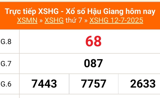 XSHG 12/7 - Kết quả xổ số Hậu Giang hôm nay 12/7/2025 - Trực tiếp XSHG ngày 12 tháng 7