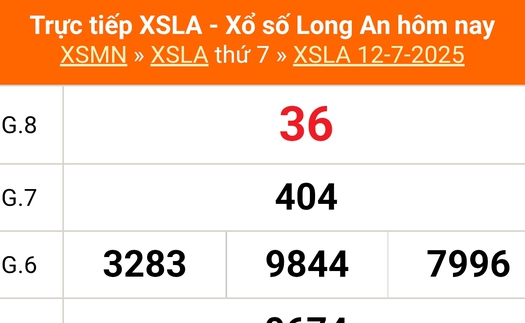 XSLA 12/7 - Kết quả xổ số Long An hôm nay 12/7/2025 - Trực tiếp XSLA ngày 12 tháng 7