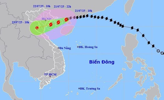 Dự báo bão số 3 sẽ gây mưa rất lớn ở vùng núi Thanh Hóa, Nghệ An trong đêm 21/7