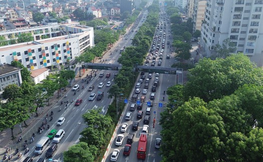 Hà Nội thực hiện phân làn đường Võ Chí Công