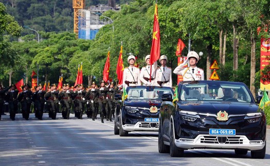 Lực lượng Công an hợp luyện cho diễu binh, diễu hành Kỷ niệm 80 năm Cách mạng tháng Tám và Quốc khánh 2/9