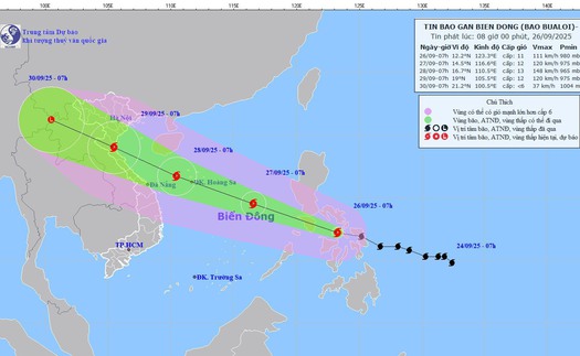 Bão BUALOI di chuyển nhanh hướng vào Biển Đông