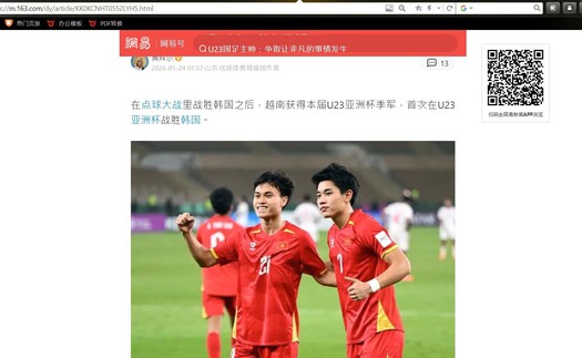 Truyền thông Trung Quốc đồng loạt ca ngợi chiến thắng của U23 Việt Nam trước U23 Hàn Quốc