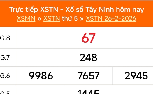 XSTN 26/2 - Kết quả xổ số Tây Ninh hôm nay 26/2/2026 - Trực tiếp XSTN ngày 26 tháng 2