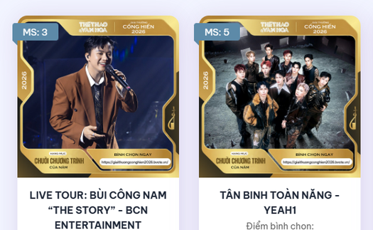 Bình chọn Giải Âm nhạc Cống hiến 2026: Nhiều hạng mục tăng tốc mạnh, xuất hiện thế bám đuổi sát nút