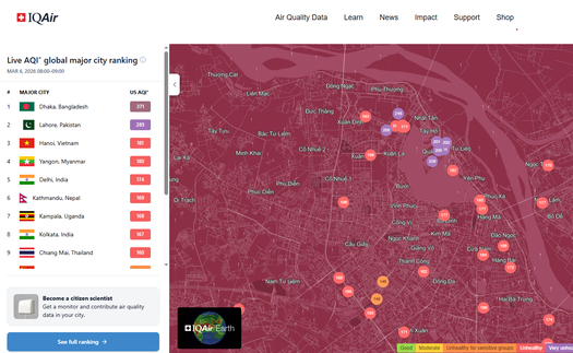 Hà Nội ô nhiễm không khí nghiêm trọng, nhiều điểm chạm ngưỡng “rất có hại”