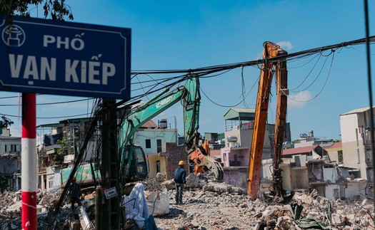 Cận cảnh phố Vạn Kiếp - giải phóng mặt bằng phục vụ dự án cầu Trần Hưng Đạo