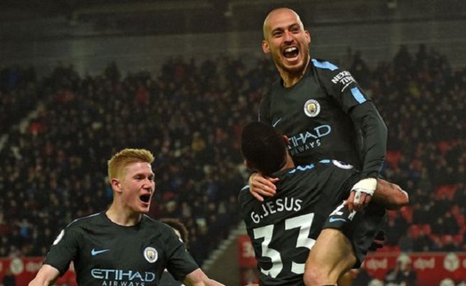 Video clip highlights bàn thắng Stoke 0 - 2 Man City: David Silva lập cú đúp