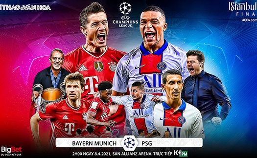 Kèo nhà cái Bayern Munich vs PSG. Trực tiếp lượt đi Tứ kết Cúp C1/Champions League