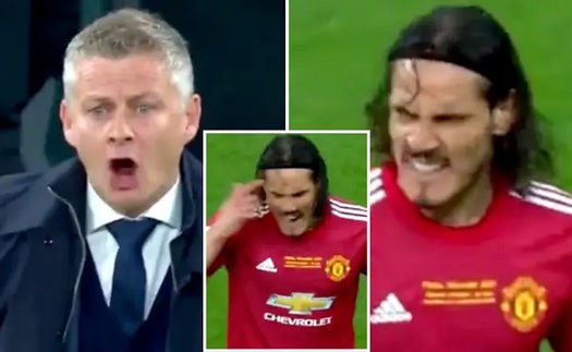 Solskjaer và Cavani cãi nhau nảy lửa sau bàn thua của MU