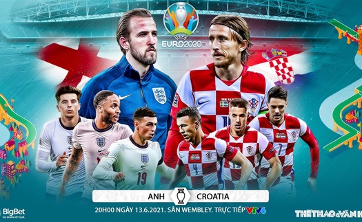 Tỷ lệ kèo Anh vs Croatia. Kèo nhà cái EURO 2021. Trực tiếp bóng đá VTV3, VTV6