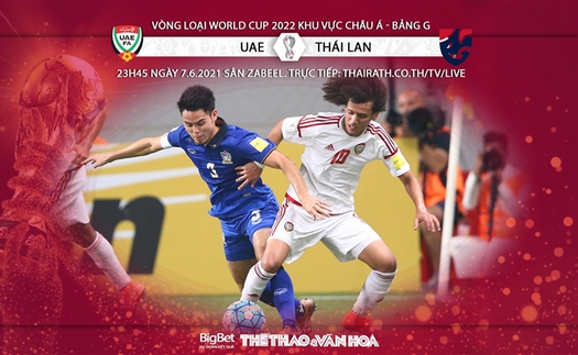 UAE vs Thái Lan: Kèo nhà cái. VTV6, VTV5 trực tiếp bóng đá vòng loại World Cup 2022