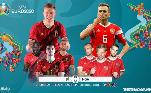 Soi kèo Bỉ vs Nga. Kèo nhà cái EURO 2021. Trực tiếp bóng đá VTV3, VTV6