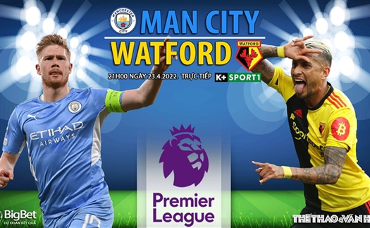 Soi kèo nhà cái Man City vs Watford. Nhận định, dự đoán bóng đá Anh (21h00, 23/4)