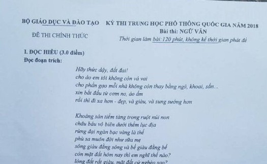 Những góc nhìn trái chiều quanh đề thi văn THPT quốc gia 2018