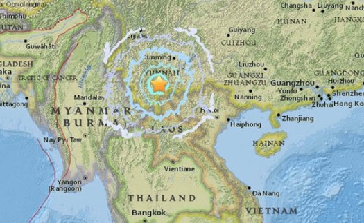 USGS: Động đất mạnh 5,6 độ tại tỉnh Vân Nam của Trung Quốc