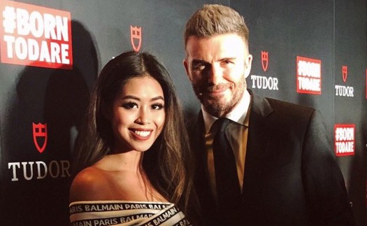 Hot girl Thảo Tiên cùng mẹ gặp lại David Beckham tại Singapore