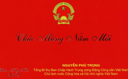 Thiếp chúc mừng năm mới 2019 và mừng Xuân Kỷ Hợi của Tổng Bí thư, Chủ tịch nước Nguyễn Phú Trọng